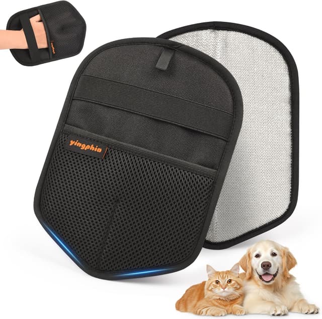 Detalle de yingphia Washable Reusable Pet Hair Remover Glove (black, 1pcs)