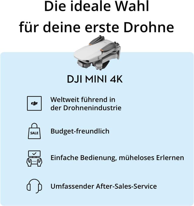 Detalle 2 de DJI Mini 4K Drohne mit 4K-UHD-Kamera, 3-Achsen-Gimbal und bis zu 10 km Videoübertragung