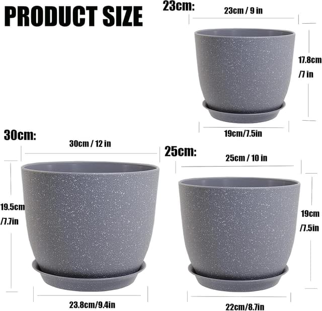 Detalle 2 de PROFIKLA 30cm, 25cm, 23cm plant pots pack of 3