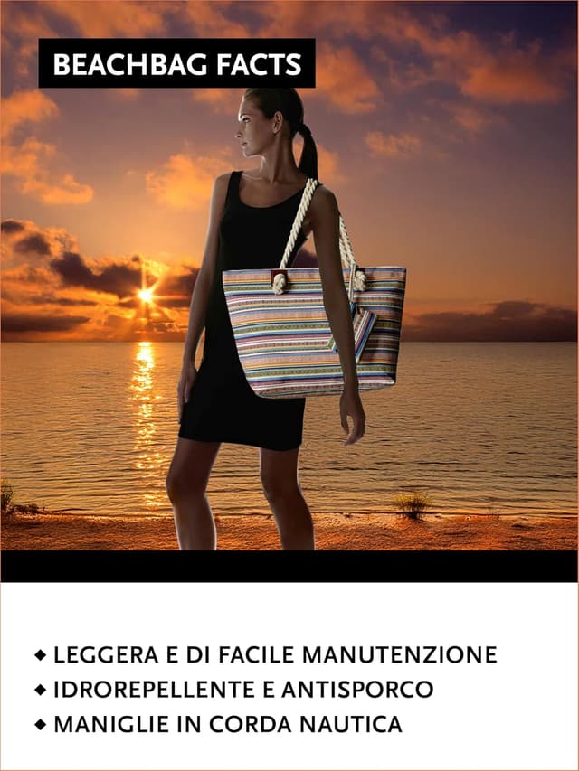 Detalle 2 de DonDon Grande borsa spiaggia idrorepellente