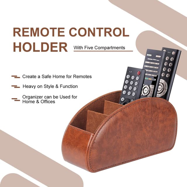 Detalle de WAYIFON Fernbedienungshalter mit 5 Taschen (M-Braun) – Ordnung für TV-, DVD-, 4K-Stick- und Blu-ray-Fernbedienungen