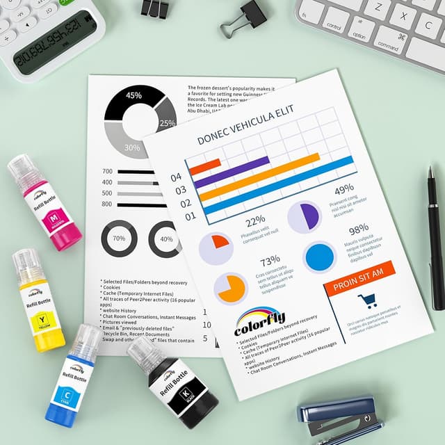 Detalle de Colorfly Compatible T102 ink refill bottles for Epson EcoTank (ET-2710, ET-2711, ET-2712, ET-2714, ET-2715, ET-2720, ET-2721, ET-2726, ET-2810, ET-2815, ET-2820, ET-2821, ET-2825, ET-2826, ET-4700)