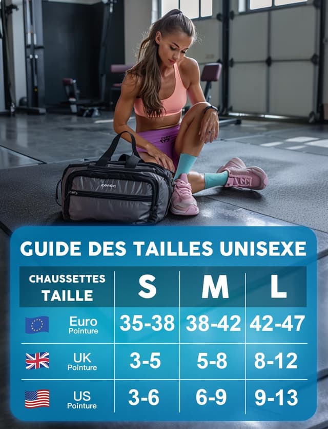 Detalle 2 de Juclise chaussettes bambou Coolmax compressives pour femme — course, randonnée & gym