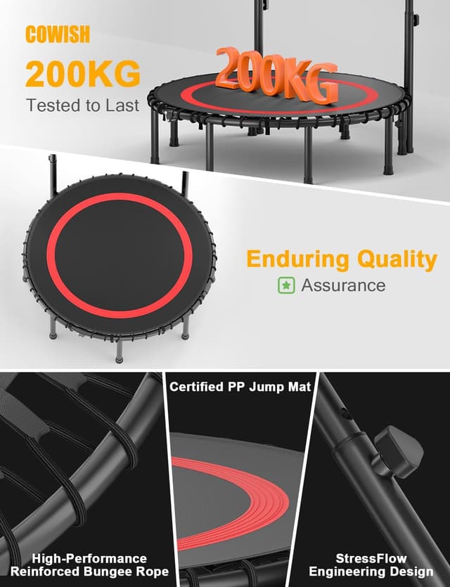 Detalle 2 de COWISH Foldable Fitness Trampoline 200kg rebounder