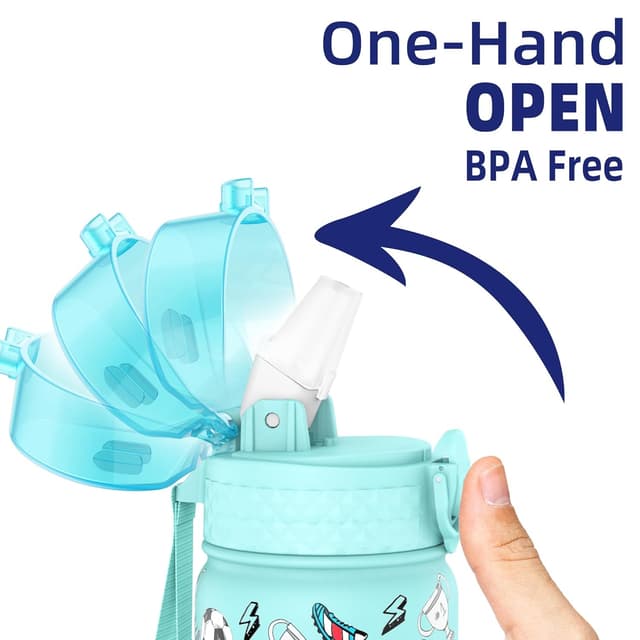 Detalle 2 de Goppus Kinder-Wasserflasche 550 ml mit Strohhalm, vakuumisoliert (Edelstahl, BPA-frei)