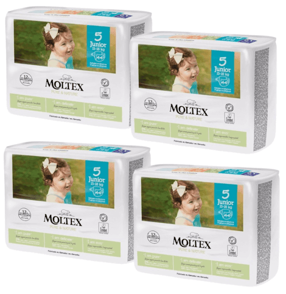 Detalle de Moltex Pure&Nature Pañales Talla 5 Junior (13-18 Kg), pack 4x44