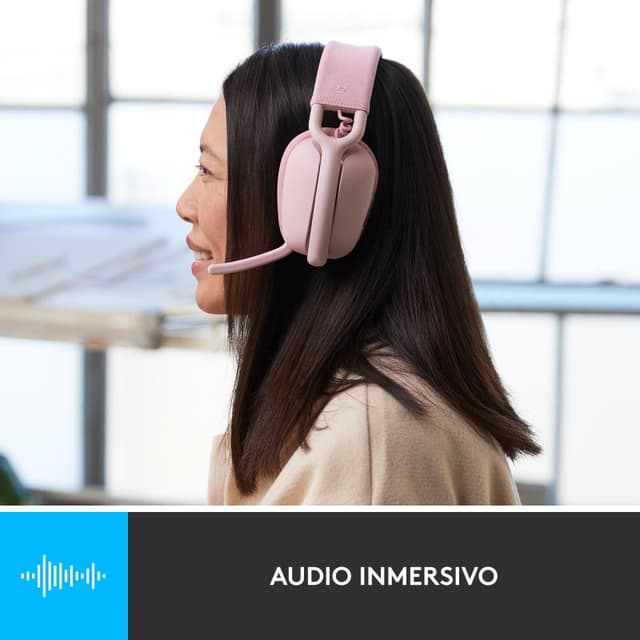 Detalle 1 de Logitech Zone Vibe 100 auriculares inalámbricos rosados