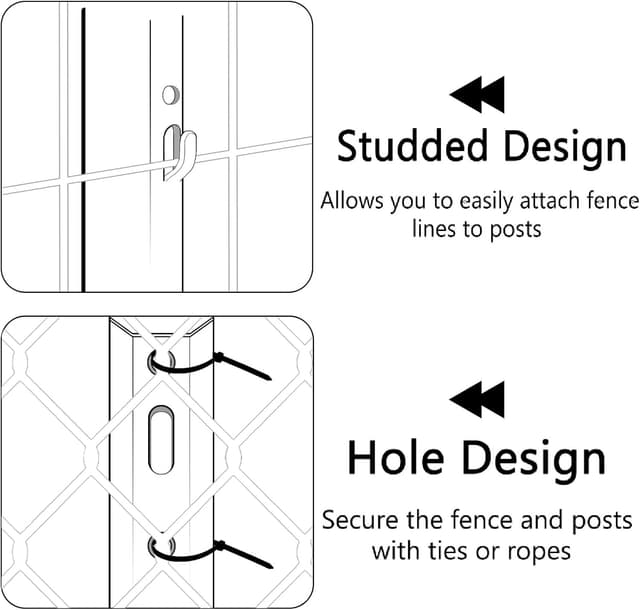 Detalle de Thealyn 7 ft (213 cm) U fence posts, pack of 10 – galvanised steel for 5 ft wire fence mesh