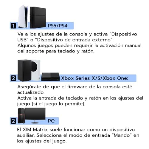 Detalle de Mcbazel XIM Matrix Adaptador multientrada para teclado y ratón (PS5, Xbox Series X/S, Xbox One, PS4 y PC)