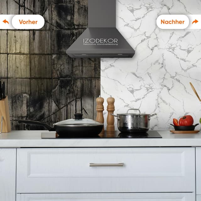 Detalle de IZODEKOR Wandpaneele in Marmoroptik (60 x 120 cm) – PVC-Wandverkleidung für Küche & Bad