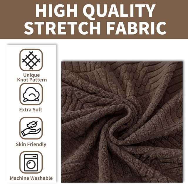 Detalle de Ystyle copridivano 4 posti con braccioli elasticizzato antigraffio, antimacchia e antiscivolo (231–279 cm), caffè chiaro