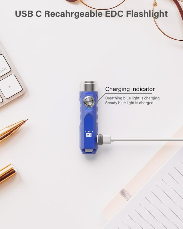 Detalle 2 de RovyVon A1 G4 USB-C Rechargeable Keyring Torch (650 Lumens) – compact EDC mini LED torch