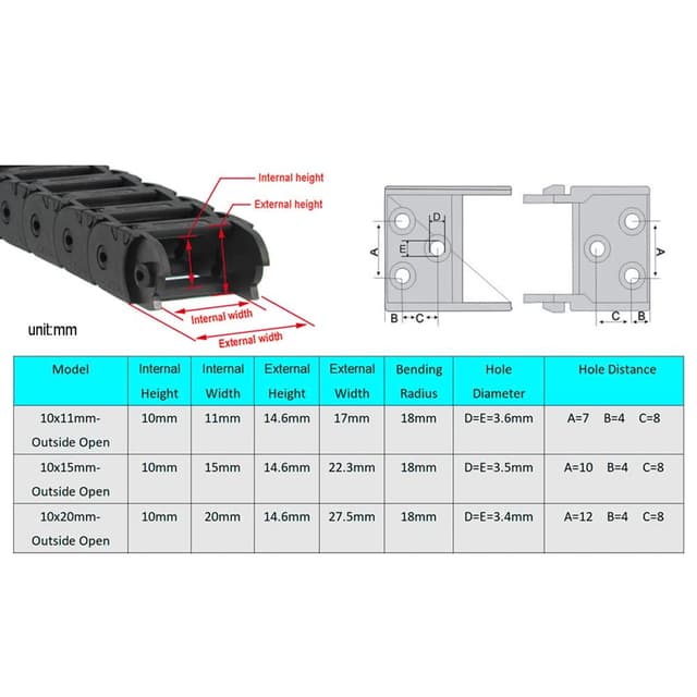 Thumbnail 3 de 1 Meter Schleppkette Kabelträger 10x20 mm