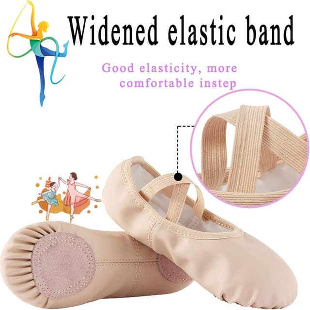 Detalle 2 de TETSUO Girls Ballet Shoes – Indoor ballet flats for toddlers and kids