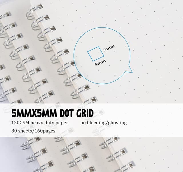 Detalle de Agoer lot de 3 carnets A5 à points pointillés sur spirale (480 pages)