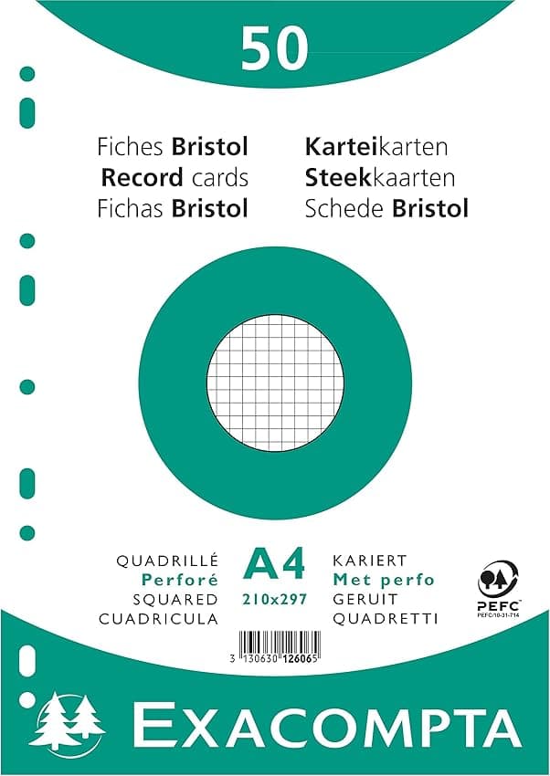 Detalle de Exacompta 10508E - Fichas Bristol A5, Pack 100 📝