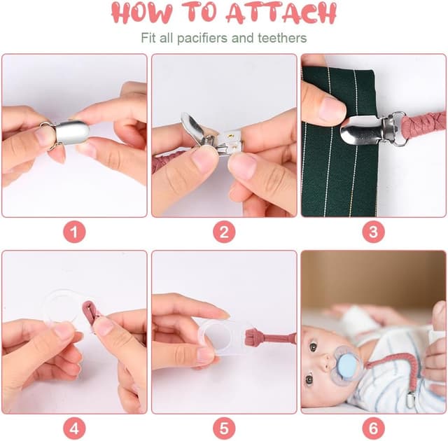 Detalle 2 de Aolso Catenella Portaciuccio intrecciata in cotone con adattatore in silicone (confezione da 4 catenelle)