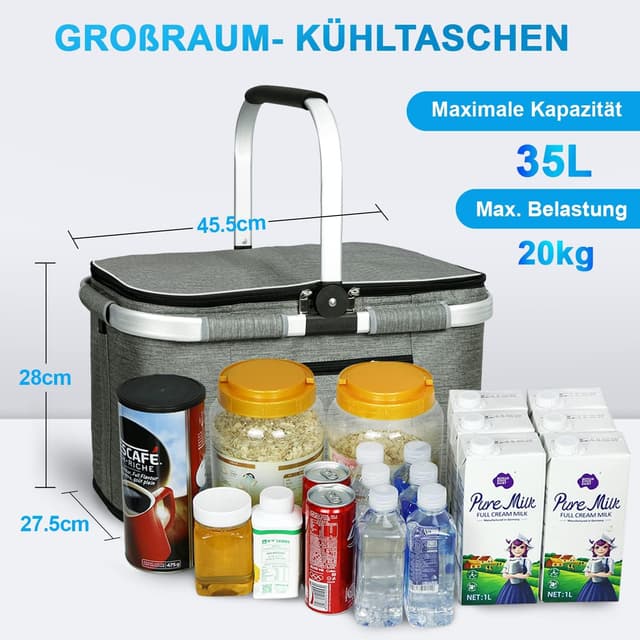 Detalle 2 de LIQINGG 35L Kühltasche Einkaufskorb