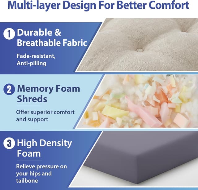 Thumbnail 4 de IASEAHK Memory Foam Dining Chair Cushions 16.5" x 16.5" x 3.5" 🍽