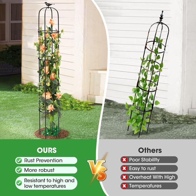 Detalle de MQUPIN Garden Obelisk Upgraded – Adjustable U-shaped climbing plant tower trellis, 189cm