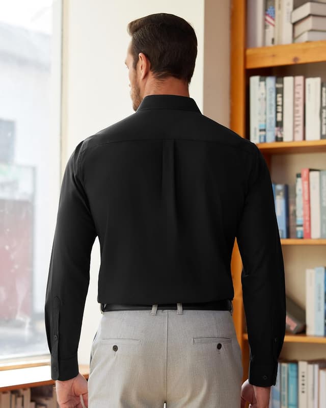 Detalle de J.VER Men’s Long Sleeve Dress Shirt with Stain Shield, Stretch & Non-Iron finish