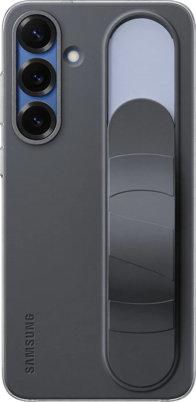 Detalle de Samsung S25 Plus Standing Grip Backcover Schwarz mit verstellbarem Ständer