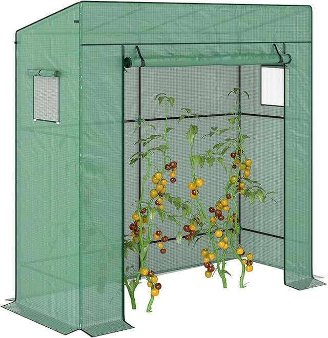 Detalle de Outsunny Invernadero Pequeño 196x77x197 cm para Cultivar Plantas 🌱