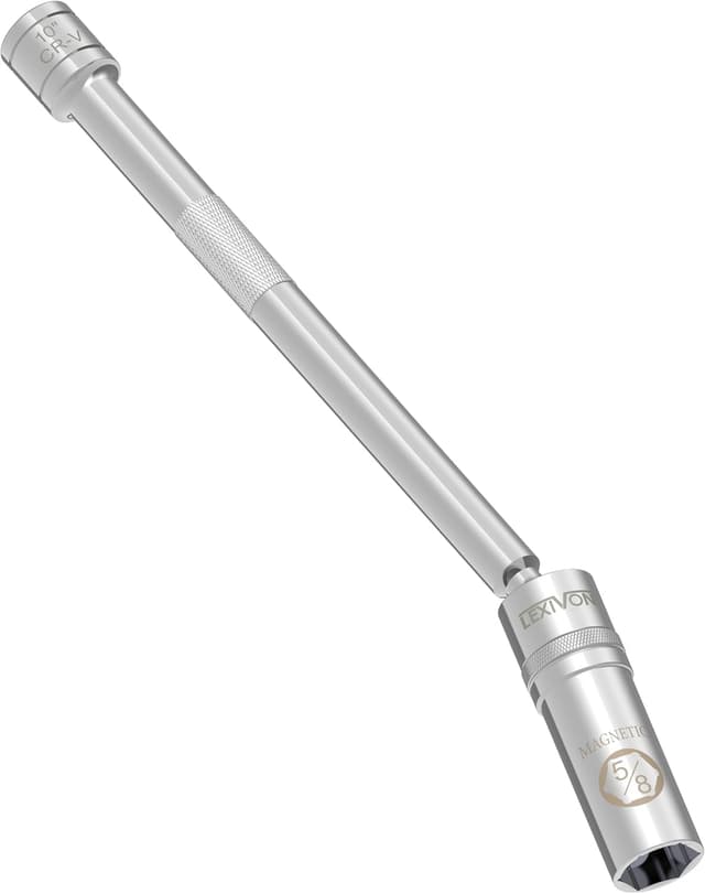Detalle de LEXIVON Zündkerzenschlüssel LX-122 für 16 mm Zündkerzen, 25 cm, schwenkbar mit magnetischem Einsatz (Cr-V-Stahl)