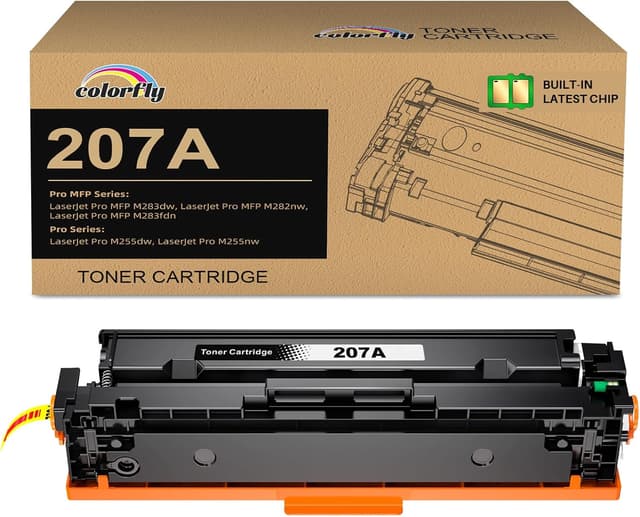 Detalle de colorfly 207A Toner W2210A compatibile con HP 207A/207X nero con chip (1-Pack) per LaserJet Pro e MFP