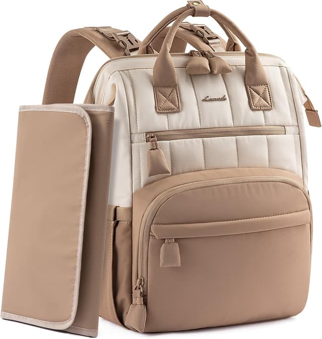 Detalle de LOVEVOOK Wickelrucksack groß mit Wickelunterlage und Organizer – wasserabweisende Babytasche für unterwegs