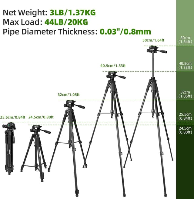 Detalle de Trépied Huepar 172 cm pour niveau laser avec tête panoramique 3 directions