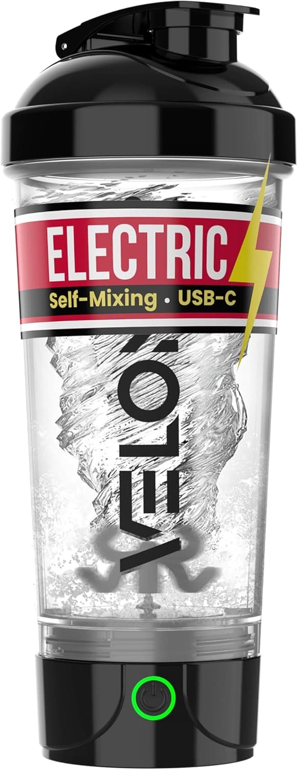 Detalle de VELOMIX Electric Protein Shaker Bottle (24 oz) — USB-C Rechargeable, Leak Proof Electric Blender Cup