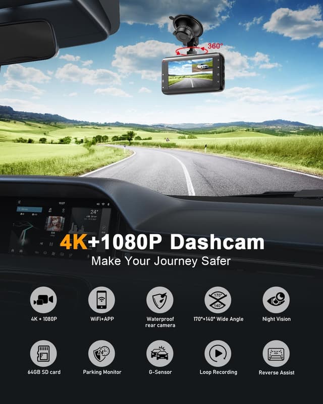 Detalle 2 de WeBeqer Dash Cam Auto 4K 170° WiFi
