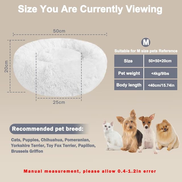 Detalle de Nepfaivy Calming Dog Bed 19.7in Donut