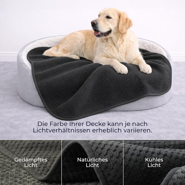 Detalle de Dreamzie wasserdichte Hundedecke für Sofa, Bett & Auto 127x152 cm – reversibel, maschinenwaschbar, dunkelgrau
