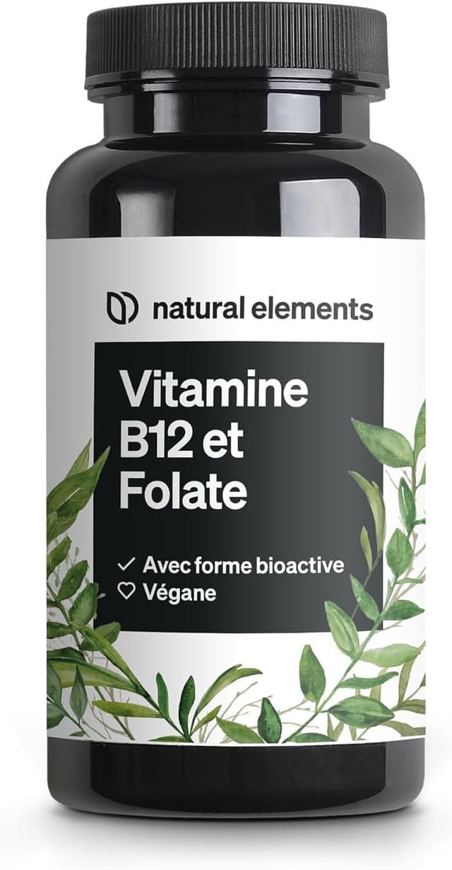 Detalle de Vitamine B12-180 comprimés végétaliens – 500 µg B12 et 200 µg d’acide folique (6 mois)