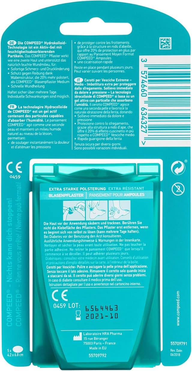 Detalle 2 de Compeed Blasenpflaster Extreme für Fersen – Hydrokolloid-Pflaster, 5 Stück