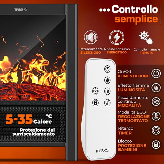 Thumbnail 5 de TRESKO SmartFire Camino Elettrico 2000 W
