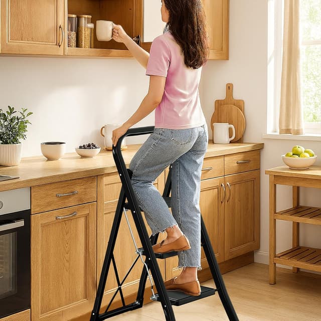 Thumbnail 5 de AMHANCIBLE EBSL03BK Trittleiter 150 kg 🪜