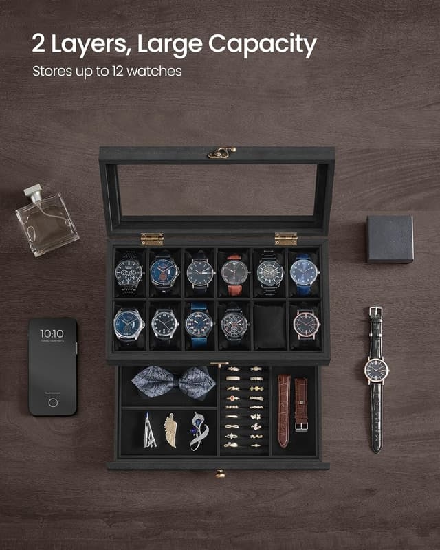 Detalle de Songmics watch box 12 slots JOW012B02