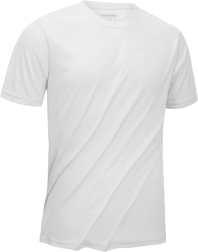 Detalle de KEFITEVD T-shirt manches courtes homme à col rond – séchage rapide, UPF 50+ et tissu polyester extensible