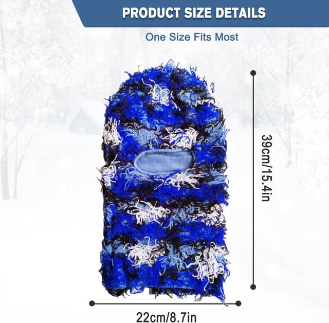 Detalle de Malaxlx Distressed Balaclava knitted ski mask – windproof full-face winter warmer