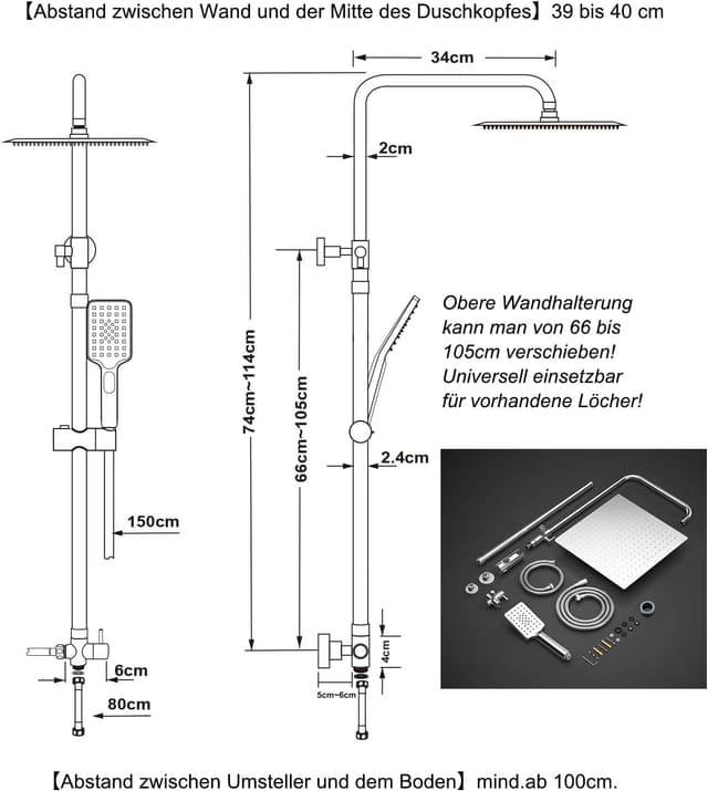 Thumbnail 5 de JOHO 304 Conjunto Ducha 30x30 cm Acero Inoxidable