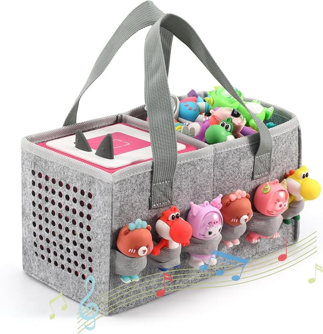 Detalle de Piaclen Carrying Case for Toniebox Audio Player & Figurines Starter Set (Felt Organizer Bag) — Grey