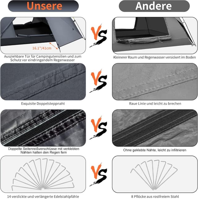 Detalle 1 de Cflity Camping Zelt 3 Personen, 4 Jahreszeiten