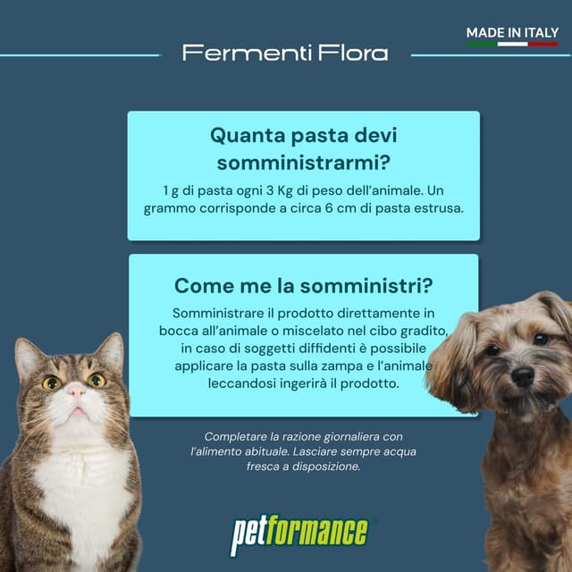 Detalle de PETFORMANCE Fermentiflora in Pasta da 50g: prebiotico e postbiotico per cani e gatti