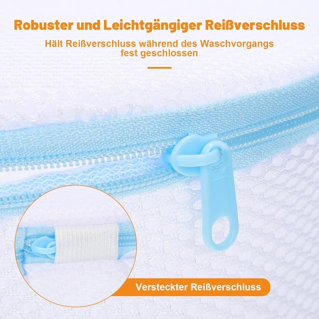 Detalle de Dntorx 3er-Set BH-Waschbeutel mit verstecktem Reißverschluss (18 x 18 x 20 cm), Wäschenetz für BHs, Unterwäsche & Socken – blau