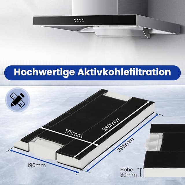 Detalle de Aktivkohlefilter für Dunstabzugshauben – kompatibel u. a. mit Bosch DHZ4506, Siemens LZ45501/45500, Neff Z5144X1/X5