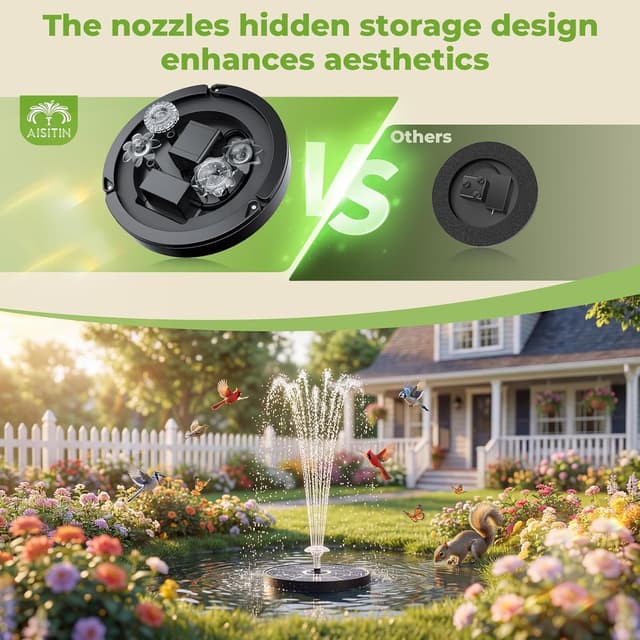 Detalle 2 de AISITIN Solar Springbrunnen 3,7 W für Außen