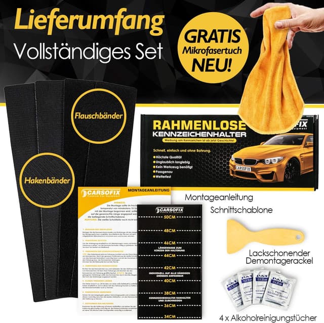 Thumbnail 1 de CARSOFIX Kennzeichenhalter Rahmenlos mit Klett